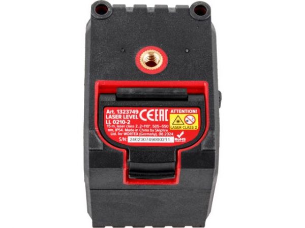 Нивелир лазерный линейный WORTEX LX LL 0210-2 (2х110°, до 15 м, +/- 0.3 мм/м, зеленый)(резьба 1/4')