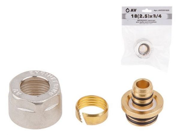 Евроконус (адаптер) 18(2.5) х 3/4' вн. для труб PEX, AV Engineering (инд. упак.)(HEAVY)