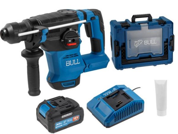 Перфоратор BULL CBH 1826 Xcase, XLTpro, БЕСЩЕТ., 18 В, 2.6 Дж, 26 мм, 1x4 А*ч, з/у(3 режима + Vario-lock, 3,2 кг)