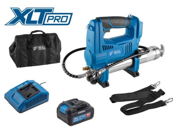 Шприц для смазки BULL CGG 6818 в кор. XLTpro SET 18 В, 690 атм., 255 г/мин, 1х4 А*ч, з/у 4 А(Шланг 76 см)