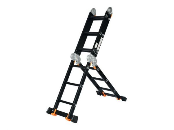 Лестница алюм. многофункц.4х5 ступ.(стрем.-283см,лестн.-580см) 15,5кг BLACK LINE STARTUL (ST9930-05)(усиленное шарнирное соединение, прорезиненные колеса и доп.стабилизаторы)