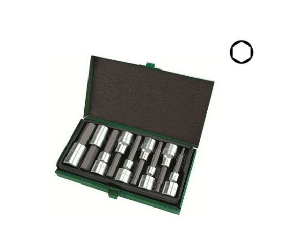 Набор бит шестигр. под головку 1/2' 9пр. 4-17мм 80мм  TOPTUL