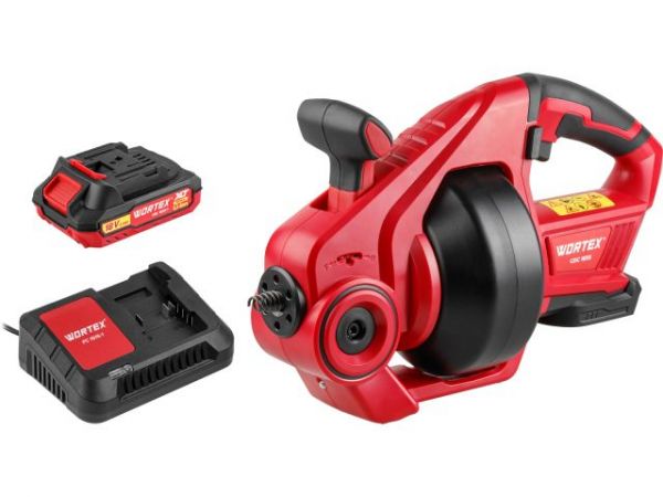Прочистная машина WORTEX CDC 1855 в кор. ALL1 XLT SET 0-550 об/мин, трос 7,6 м. (С АКБ (2 Ач) и З/У в комплекте)