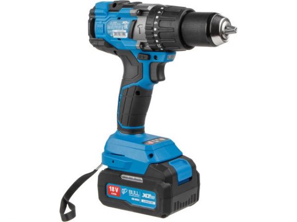 Дрель-шуруповерт BULL SR 1805 в чем. XLTpro, 2х4 А*ч, БЕСЩЕТ., 18 В, 120 Н*м, БЗП(мет.) 13 мм(Доп. функции: Ударное сверление, 'AntiKickback', режим 'TURBO')