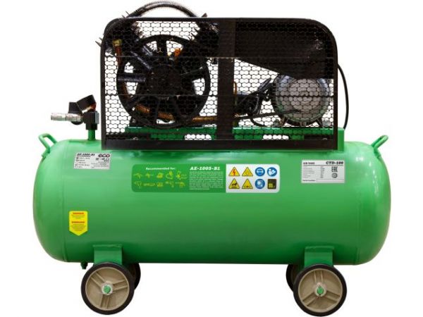 Компрессор ECO AE-1005-B1 ременной(380 л/мин, 8 атм, ременной, масляный, ресив. 100 л, 220 В, 2.20 кВт)