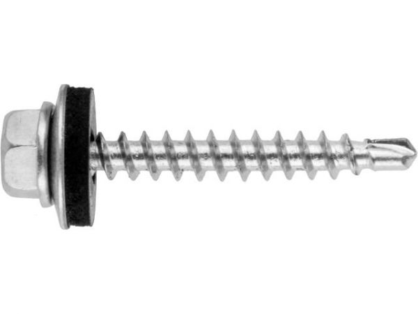 Саморез кровельный 4.8х35 мм цинк, шайба с прокл., PT1 (4500 шт в коробе) STARFIX(по дереву)