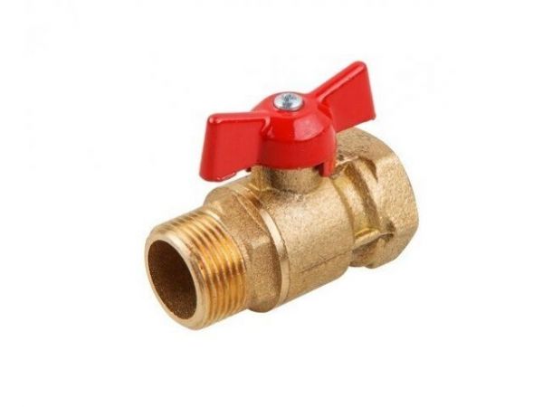Кран шаровый стандарт. 1/2' вн. х 3/4' нар. бабочка PN1,6 МПа; 11Б27п7, Цветлит(ZW10063)