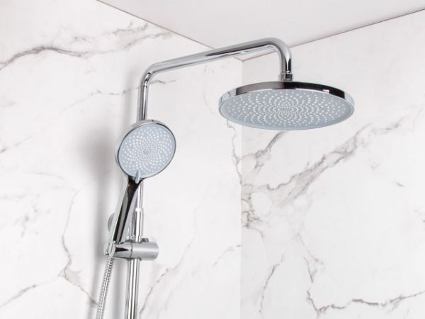 Душевая система (Lt) D40, серия Crocus хром, a-five(L-излив: длина 105 мм, высота 156 мм, монолитный. Троп. душ: вынос 400 мм, диаметр 200 мм.)