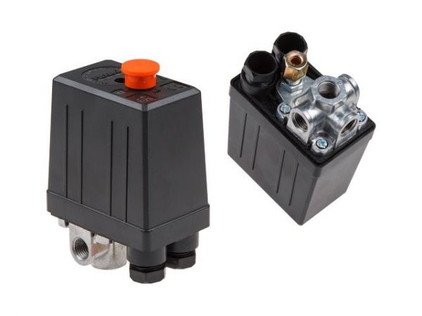 Прессостат четырехходовой для компрессора ECO(Резьба - 1/4' - 4шт, Давление ВКЛ - 6 бар, Давление ОТКЛ - 8 бар)