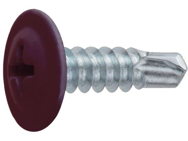 Саморез 4.2х19 мм с прессшайбой, цинк, со сверлом, RAL 3005 (12000 шт в коробе) STARFIX(цвет винно-красный)