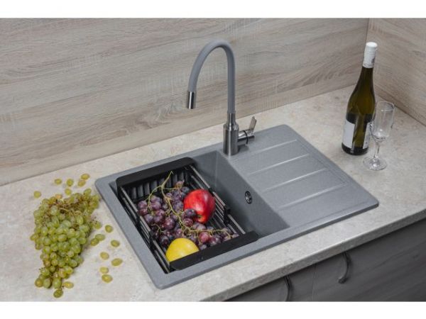 Мойка кухонная из искусственного камня MISTA серебро 615х440 мм, AV Engineering