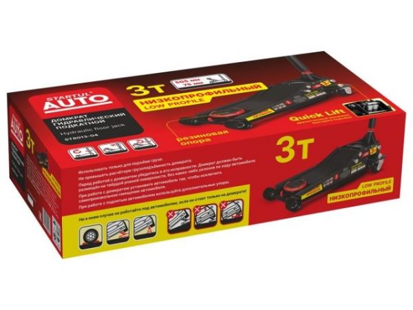Домкрат подкатной 3т быстрый подъем 75-505мм STARTUL AUTO (ST8013-04)(h min 75мм, h max 505мм, Quick LIFT, низкопрофильный)