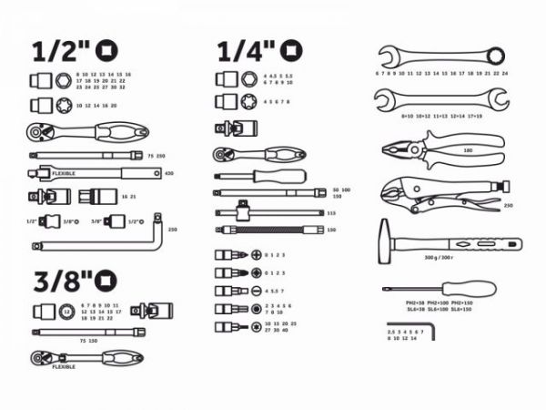 Набор слесарного инстр-та в чем. 142пр. PRO STARTUL STUTTGART (PRO-142S)(6 граней)