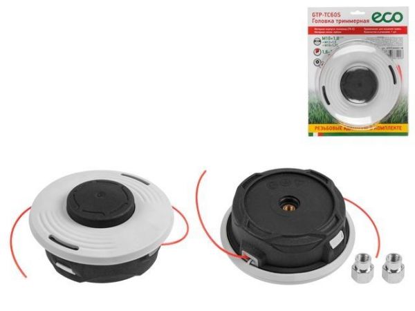 Головка триммерная ECO GTP-TC60S полуавт., блистер(,ф160 мм, лев. резьба М10х1.25 'мама' + М10х1.0 'мама' + М12х1.5 'мама')