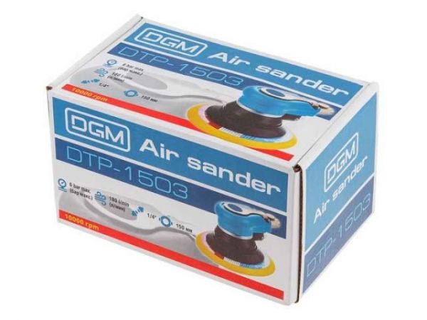 Пневмошлифмашина эксцентриковая DGM DTP-1503(150 мм / 6'; Эксцентр.: 5 мм; 10 000 об/мин; 180 л/мин)