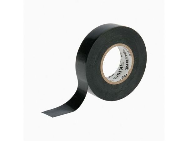 Изолента ПВХ 19 мм х 20 м черная, KRANZ профессиональная(толщина 0,18 мм  суперлипкий клеевой слой, не поддерживает горение)