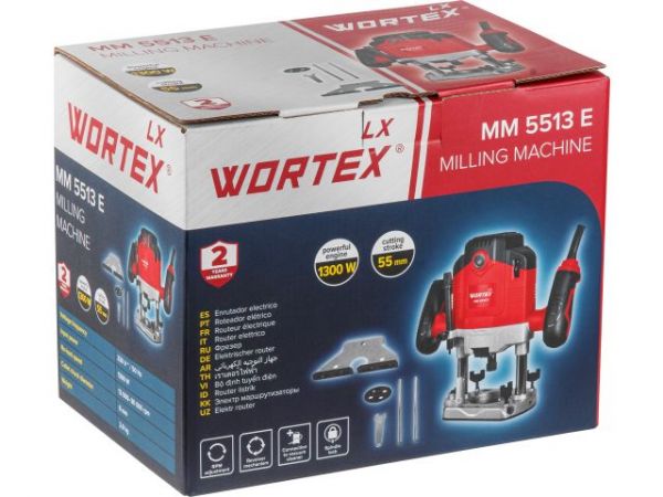 Фрезер вертикальный WORTEX LX MM 5513 E в кор. + аксессуары 1300 Вт, цанга 8 мм, 12000-30000 об/мин(Рабочий ход фрезы: 55 мм;)