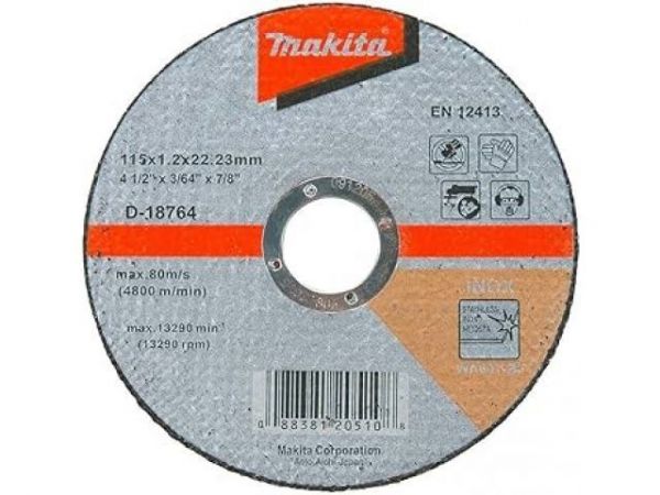 Круг отрезной 115х1,2х22,23 мм  для стали/нержавеющей стали плоский WA60T  MAKITA(115х1,2х22,23, абразивный отрезной диск для стали/нержавеющей стали плоский)