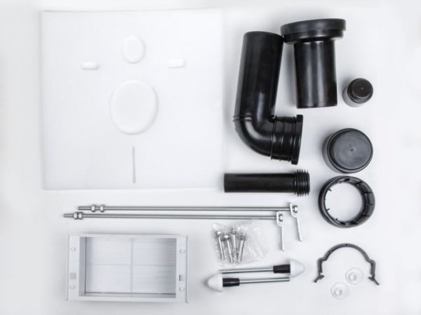 Инсталляционный сет 3 в 1 с кнопкой 303, AV Engineering(Кнопка - черная круглая)