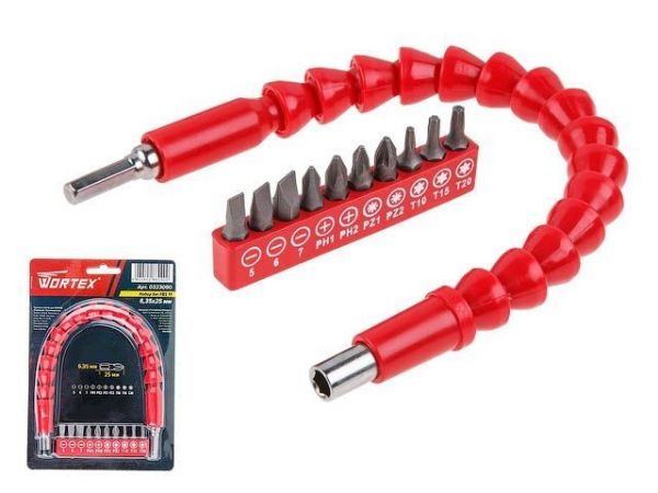 Набор бит WORTEX FBS 11(10 бит + гибкий вал)