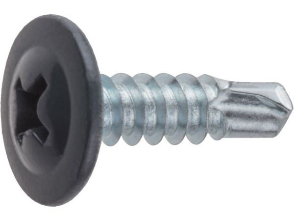 Саморез 4.2х16 мм с прессшайбой, цинк, со сверлом, RAL 7024 (14000 шт в коробе) STARFIX(цвет графитово-серый)
