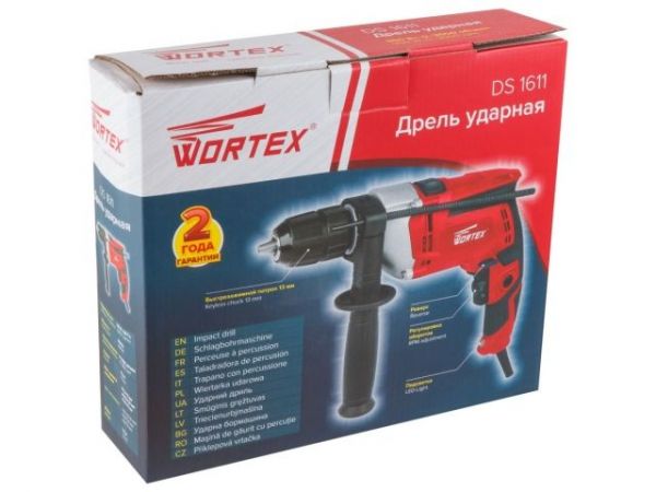 Дрель ударная WORTEX DS 1611 в кор. 950 Вт, 1 скор, 30 мм в дер., быстрозажимной патрон 13 мм(0-3000 об.мин)
