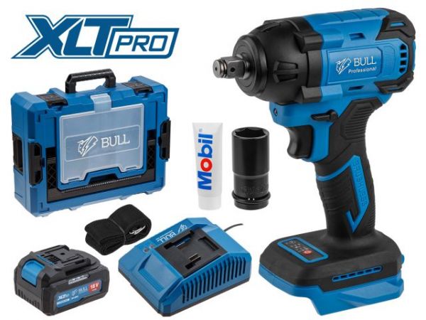 Ударный гайковерт BULL SC 1804 Xcase XLTpro БЕСЩЕТ., 18 В, 400 Н*м, 1/2', 1х4 А*ч, з/у 4 А(вес 2.0 кг)