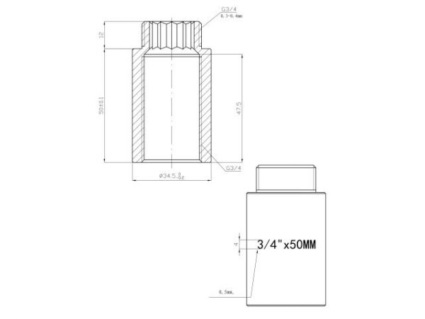Удлинитель 3/4' вн.-нар. х 50 мм, AV Engineering (инд. упак.)(Латунь, макс.  16 бар, макс.  110 °С)