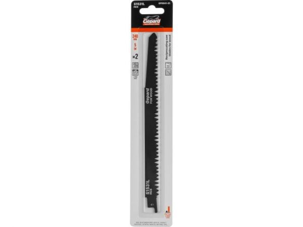 Пилка сабельная по дереву S1531L (2 шт.) GEPARD(240мм, полотно для сабельной пилы, пропил прямой, грубый, быстрый рез)