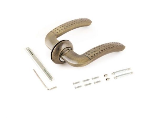 Ручка дверная 'ФОСТЕР' AB (1600)  ст.бронза С НАКЛАДКОЙ  АЛЛЮР