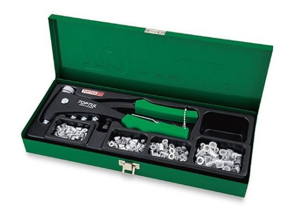 Набор-сет заклепочник +  резьбовые заклепки M3,M4,M5,M6 TOPTUL(в наборе 121 ед)