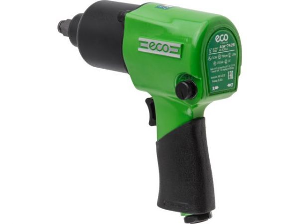 Пневмогайковерт 1/2' ECO AIW-742S(742 Нм; Ударный мех-м: twin hammer; 218 л/мин; 7500 об/мин; Макс. резьба: М16)