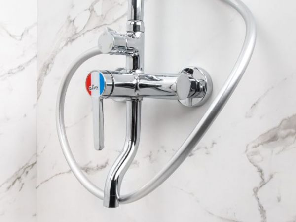 Душевая система (Lt) D35, серия Lotus хром, a-five(На стену, Короткий излив, Троп. душ: вынос 451 мм, диаметр 200 мм.)