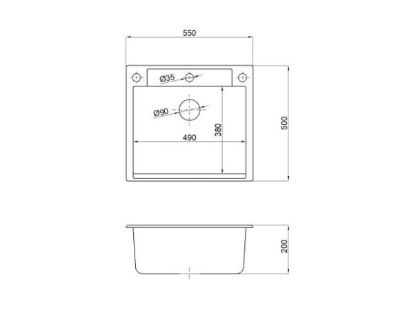Мойка кухонная из искусственного камня UNIT олово 550х500 мм, AV Engineering