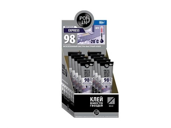 Клей монтажный POINT 'Клей вместо гвоздей 98', 80мл(бежевый, всесезонный, экстра быстрый)