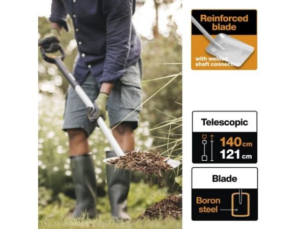 Лопата совковая телескопическая Xact FISKARS(возможные длины: 120,8-140 см)
