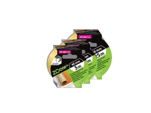 Лента двухсторонняя полипропиленовая клейкая 48ммх10м ZOOM(Желтая)