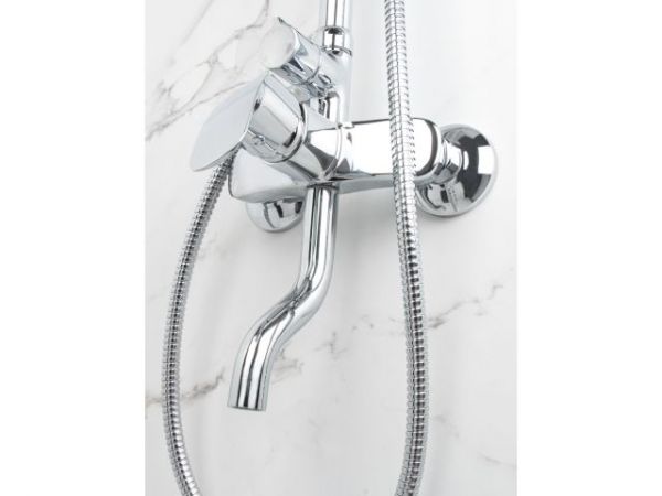 Душевая система (Lt) D35, серия Daisy хром, a-five(На стену, L-излив: длина 125 мм, монолитный. Троп. душ: вынос 400 мм, диаметр 226 мм.)