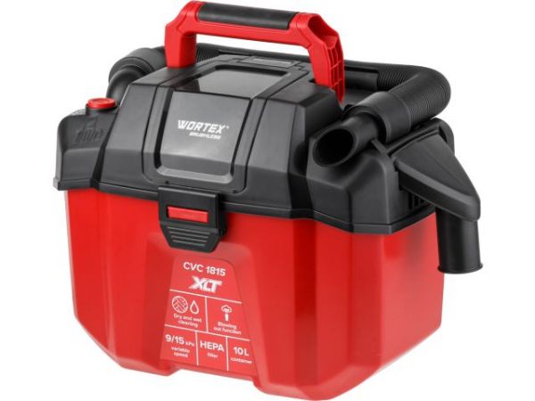 Пылесос WORTEX CVC 1815 в кор. ALL1 XLT SOLO БЕСЩЁТ., 18 В, 9-15 кПа, 10 л, строительный(18 В, строительный,  бесщёт. двигатель, БЕЗ АКБ и ЗУ, 10 л, 9/15 кПа (90/150 мбар), 9/12 л/с, до 1.5)