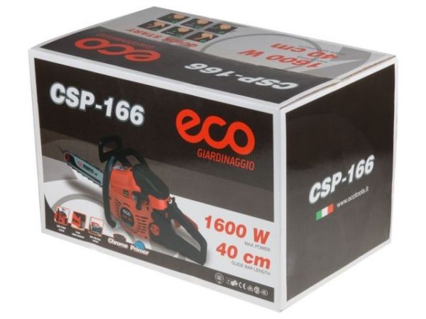 Бензопила ECO CSP-166 шина 40 см (16'), 3/8' LP, 1.3 мм, 57 зв.(1.60 кВт, 2.2 л.с., 38 см3, вес 6 кг)