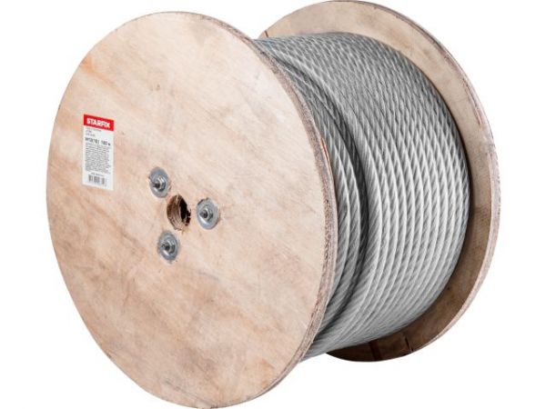 Трос стальной в ПВХ М12(10) DIN 3055 (бухта 100 м) STARFIX