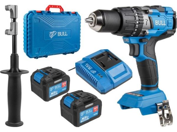 Дрель-шуруповерт BULL SR 1805 в чем. XLTpro, 2х6 А*ч, БЕСЩЕТ., 18 В, 120 Н*м, БЗП(мет.) 13 мм(Доп. функции: Ударное сверление, 'AntiKickback', режим 'TURBO')