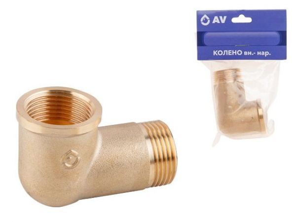 Колено 3/4' вн.-нар., AV Engineering (инд. упак.)(Латунь, макс.  16 бар, макс.  110 °С)