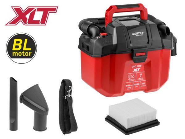 Пылесос WORTEX CVC 1815 в кор. ALL1 XLT SOLO БЕСЩЁТ., 18 В, 9-15 кПа, 10 л, строительный(18 В, строительный,  бесщёт. двигатель, БЕЗ АКБ и ЗУ, 10 л, 9/15 кПа (90/150 мбар), 9/12 л/с, до 1.5)