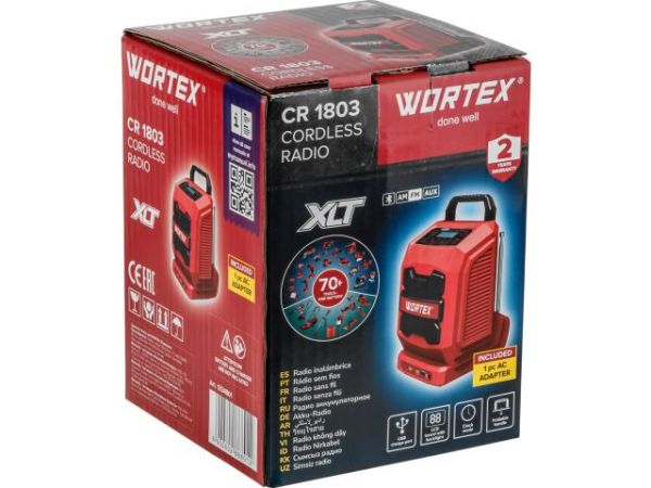 Радио WORTEX CR 1803 в кор. ALL1 XLT SOLO(FM, AM, Bluetooth, AUX. Работа от аккумулятора и от сети.)