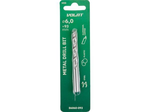 Сверло по металлу ц/х 6.0х57х93 мм HSS ВОЛАТ